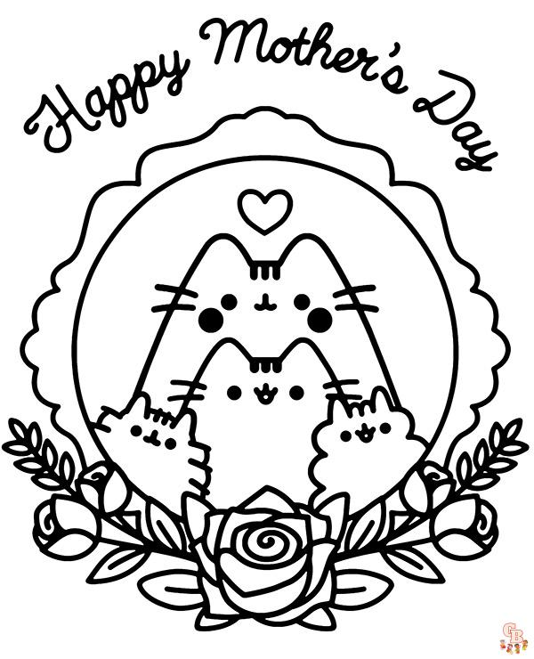 Dibujos de pusheen y mamá para colorear 6 1