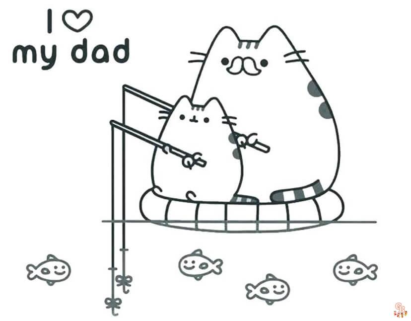 Pusheen And Mom coloring pages easy