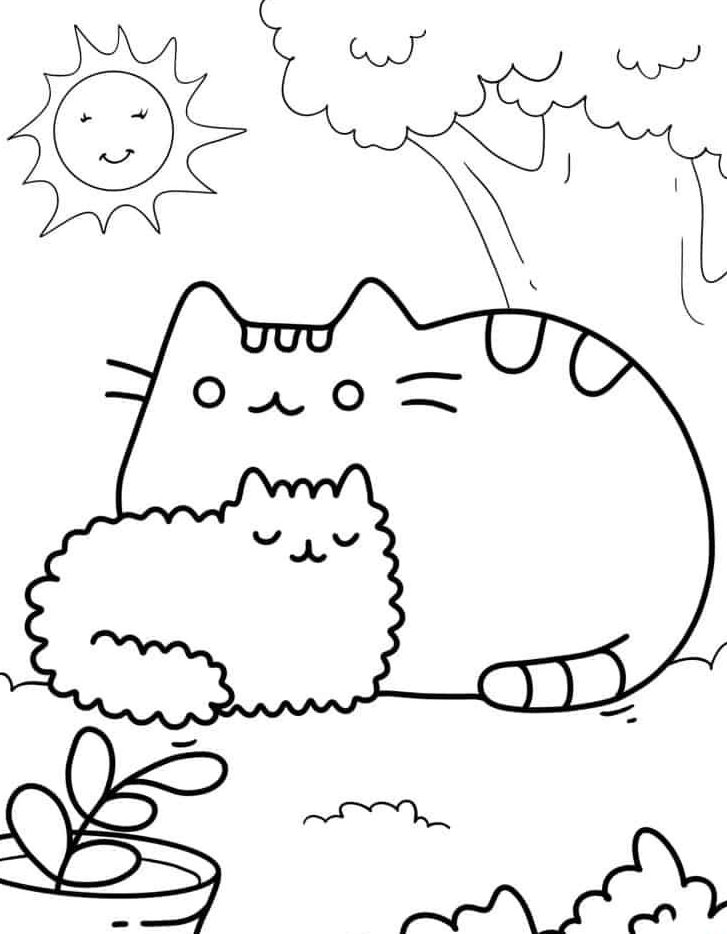 Pusheen y mamá dibujos para colorear gratis