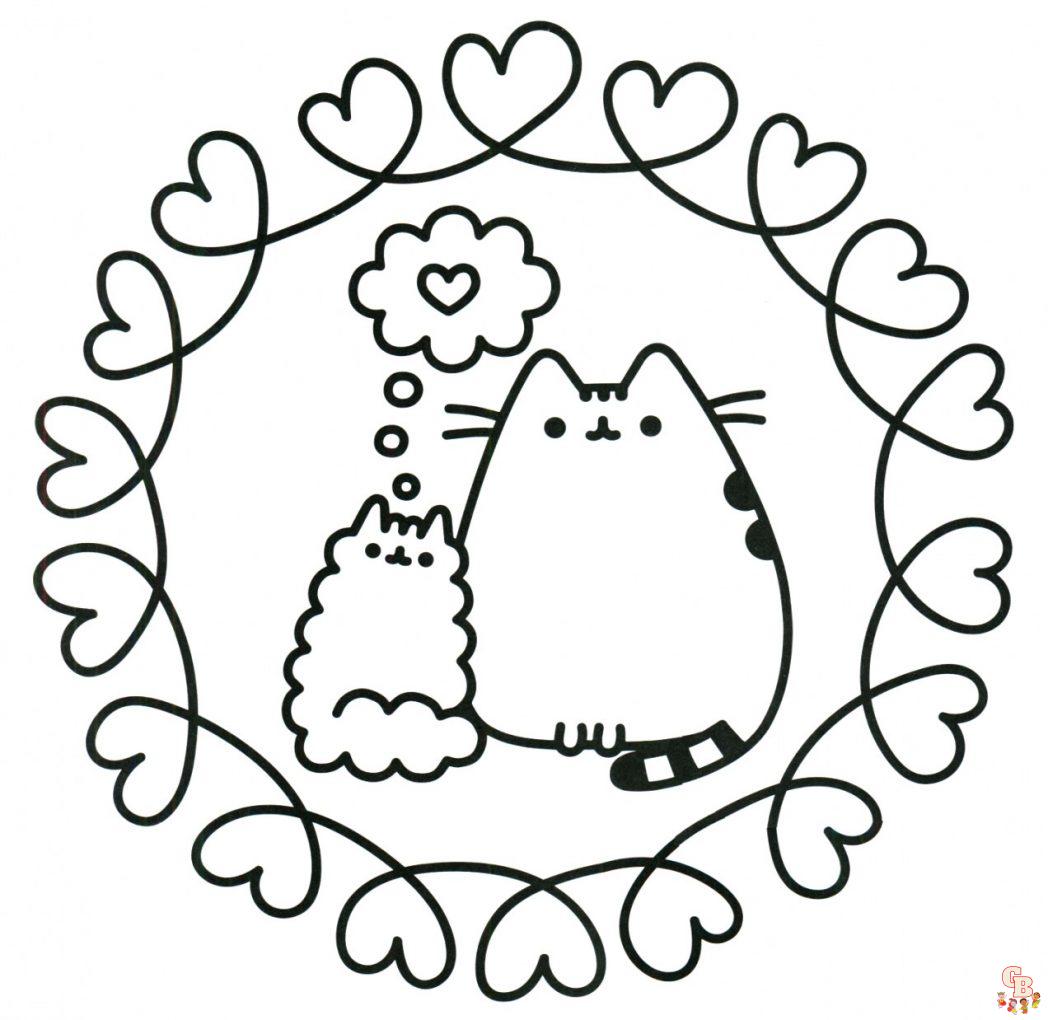Pusheen And Mom coloring pages printable 1