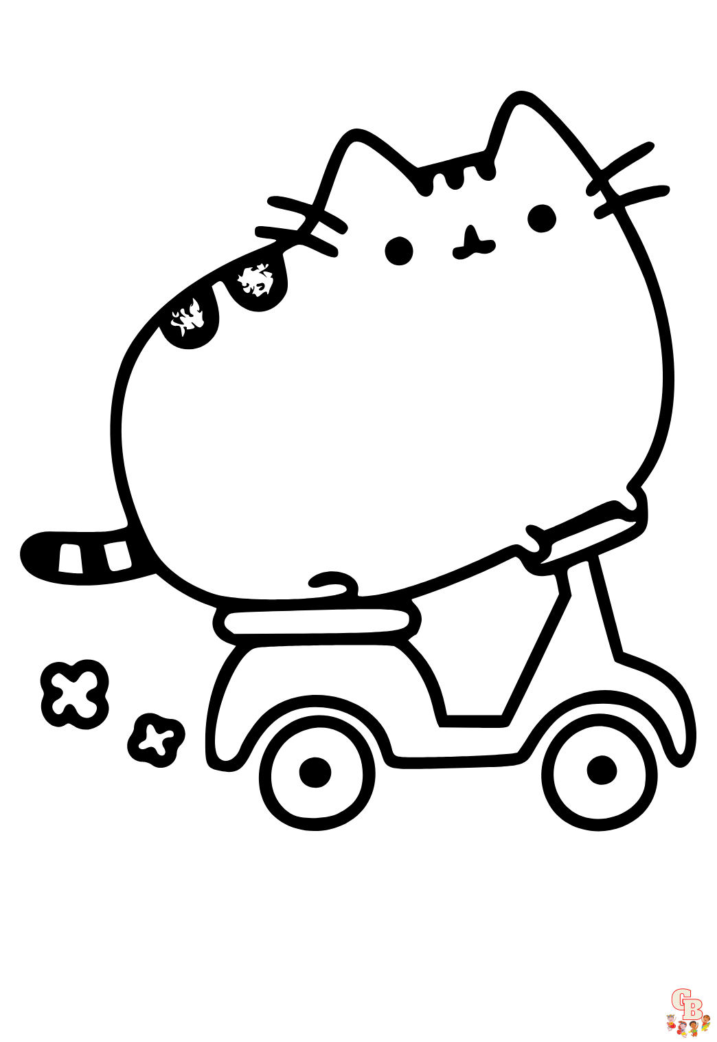 Pusheen Driving Motorcycle Coloring Pages 2