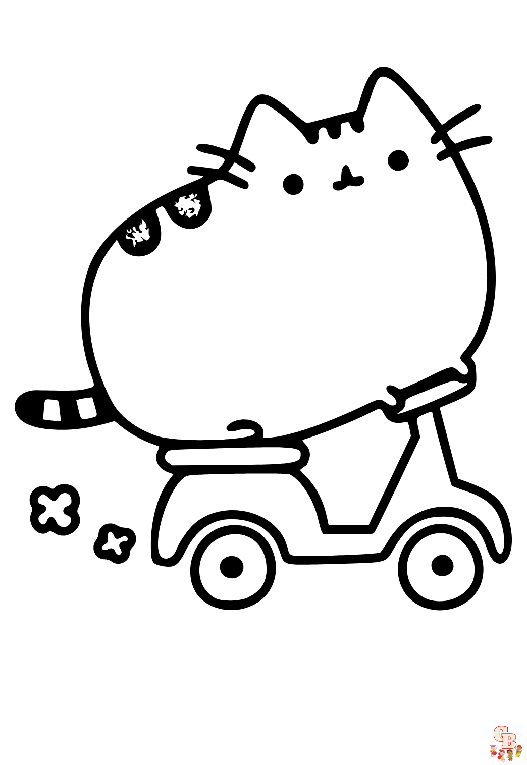 Pusheen Conduciendo Motos Para Colorear Paginas 2