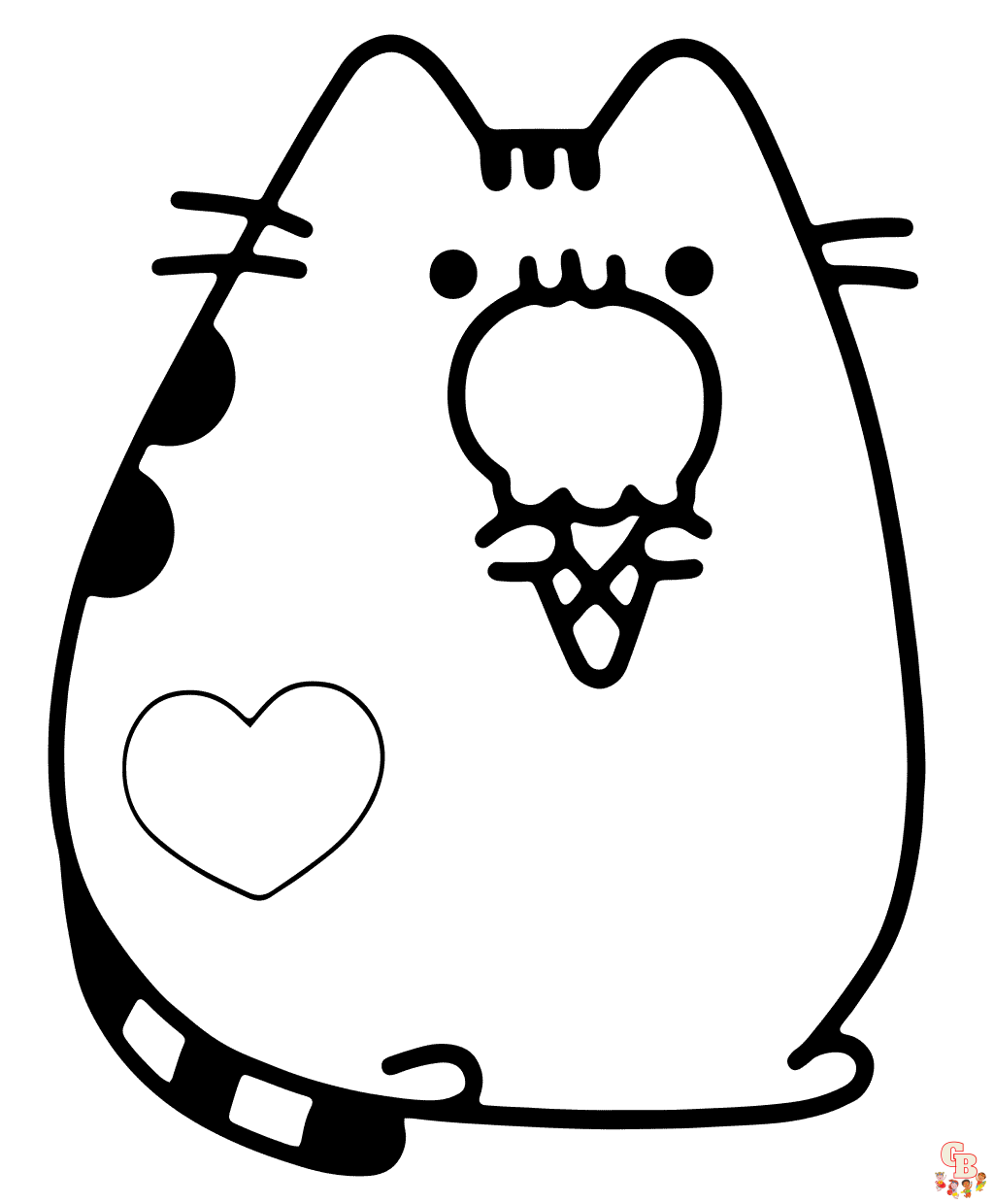 Pusheen Eating Ice Cream Coloring Pages 2