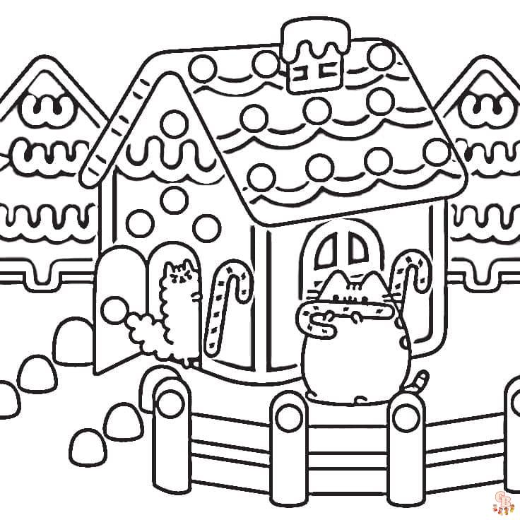 Dibujos para colorear Pusheen House 4