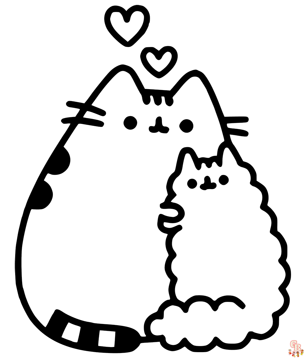Pusheen In Love Coloring Pages 1