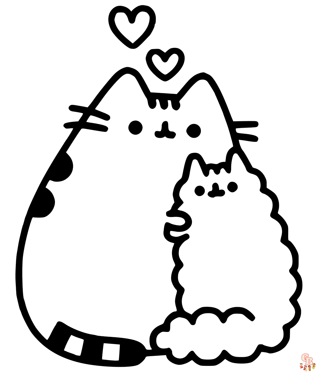 Dibujos Para Colorear De Pusheen Enamorados 1