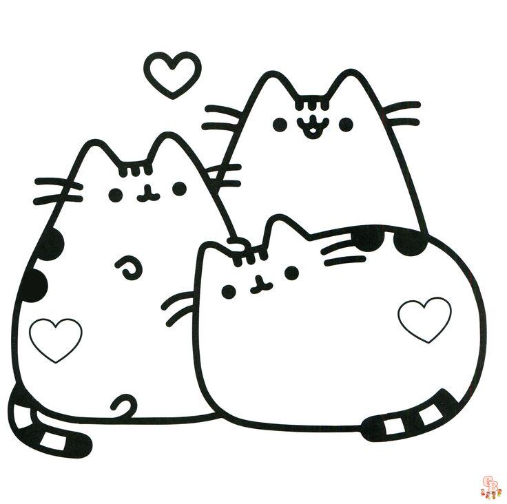 Dibujos Para Colorear De Pusheen Enamorados 2