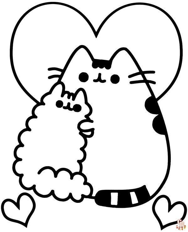 Pusheen In Love Coloring Pages 3