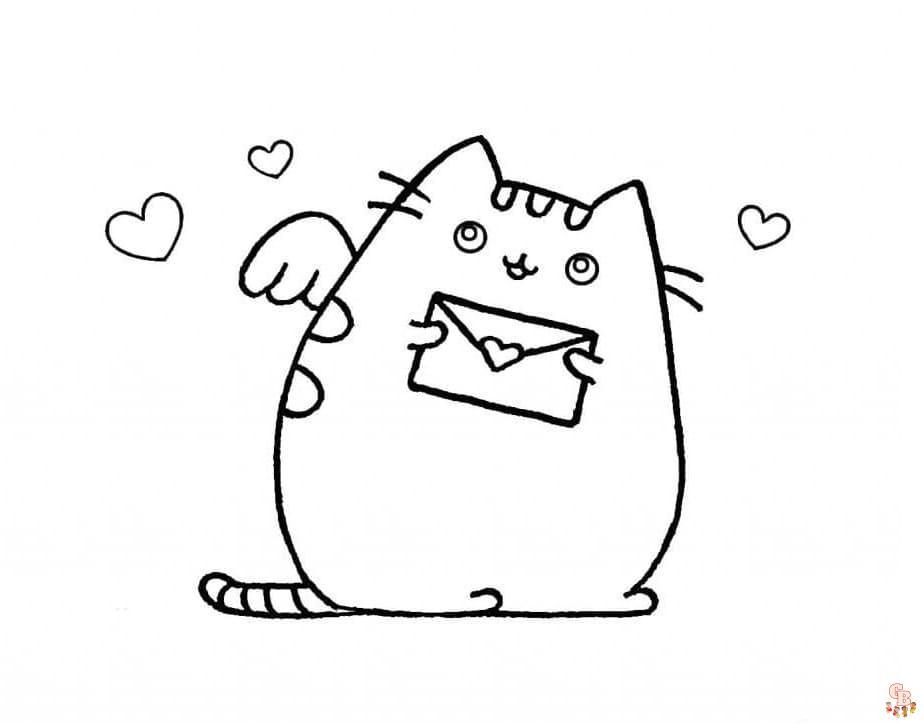 Pusheen In Love Coloring Pages 5