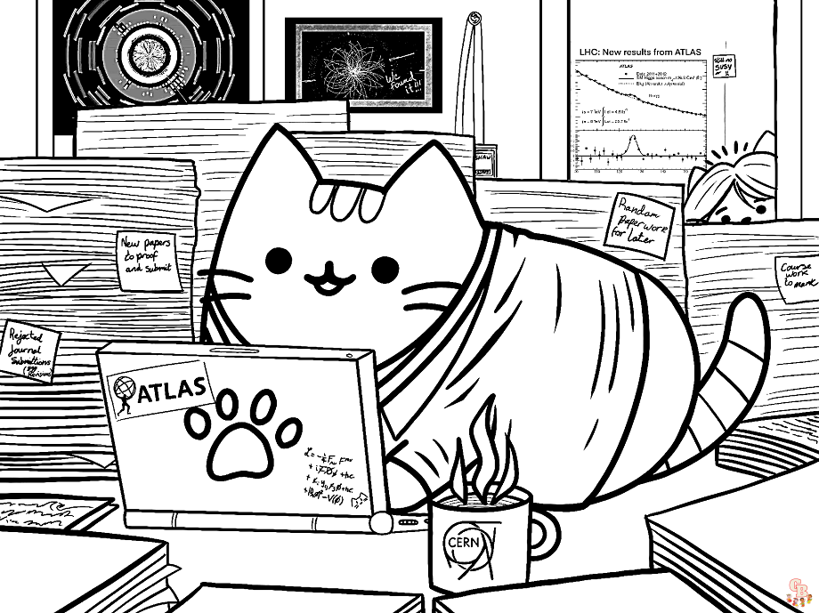 Pusheen On Laptop Coloring Pages 1