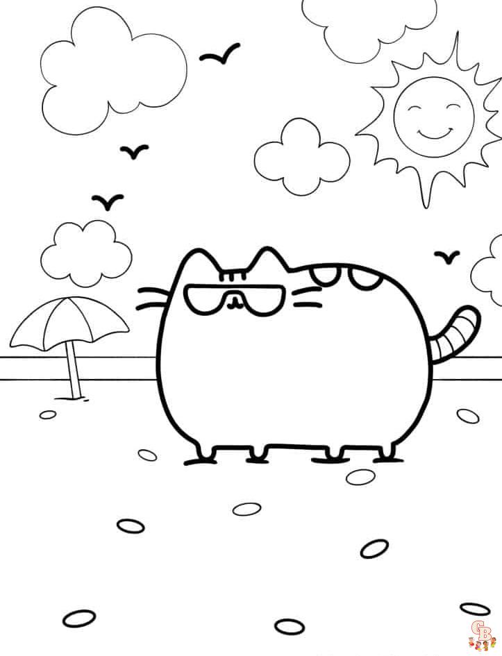 Pusheen On The Beach Coloring Pages 7