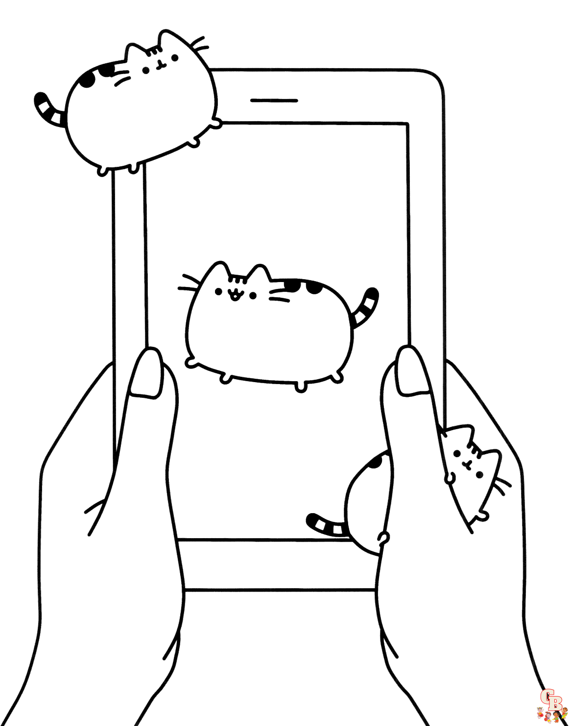 Pusheen On The Phone Coloring Pages 1