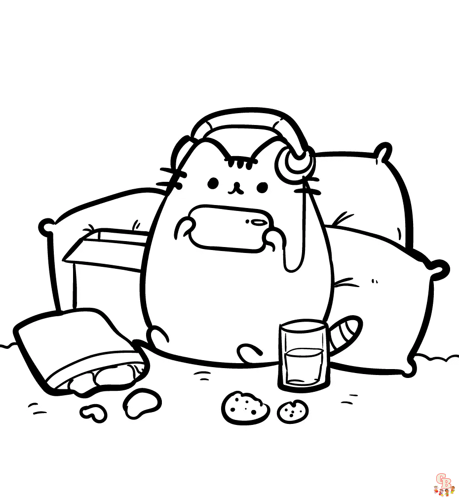 Pusheen On The Phone Coloring Pages 3