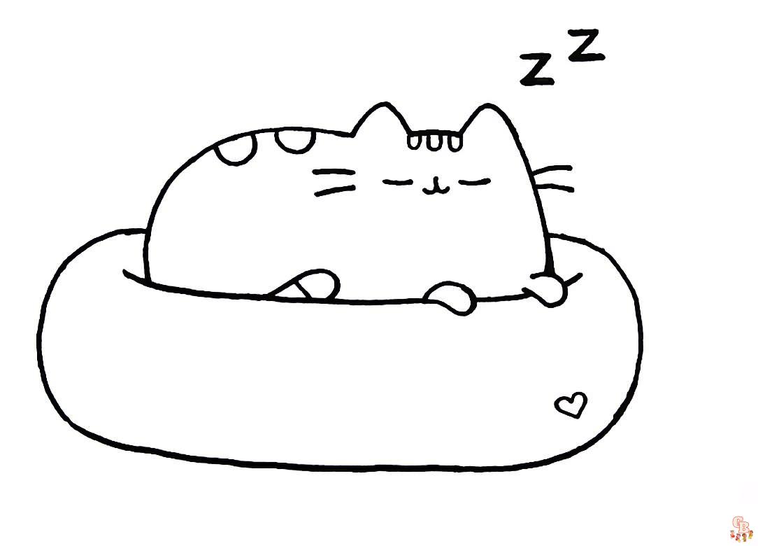 Pusheen Sleeping Coloring Pages 2