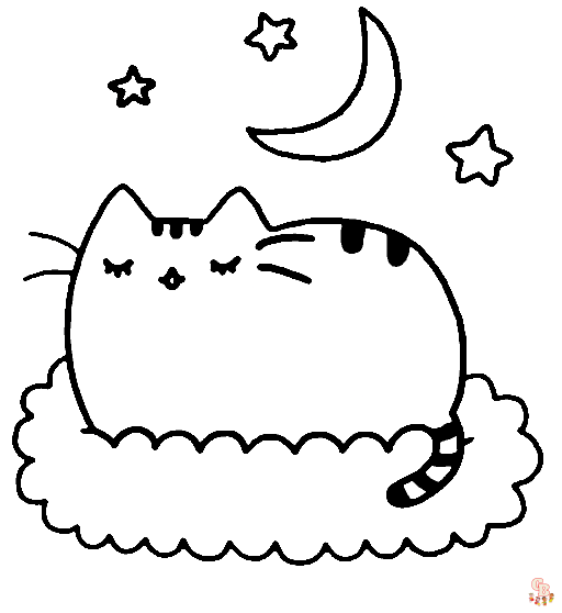 Pusheen Sleeping Coloring Pages 2