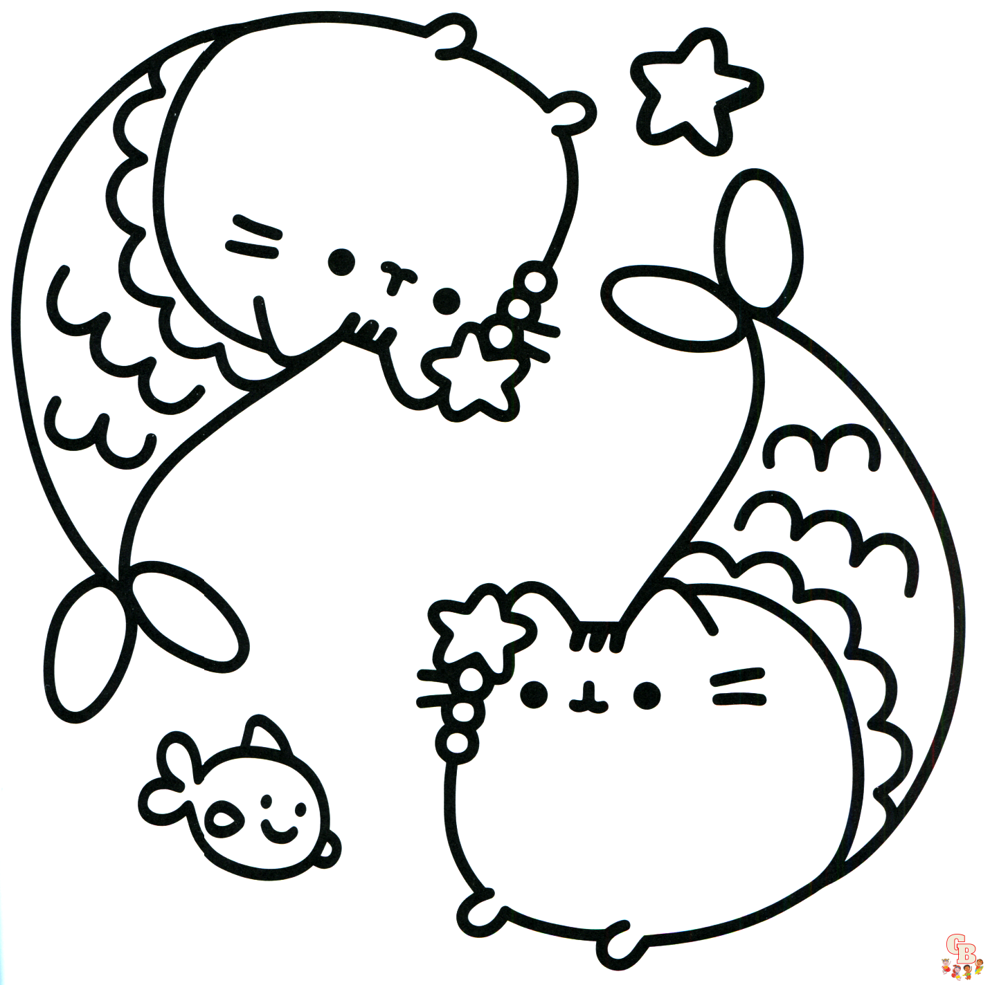 Pusheen The Mermaid Coloring Pages 1