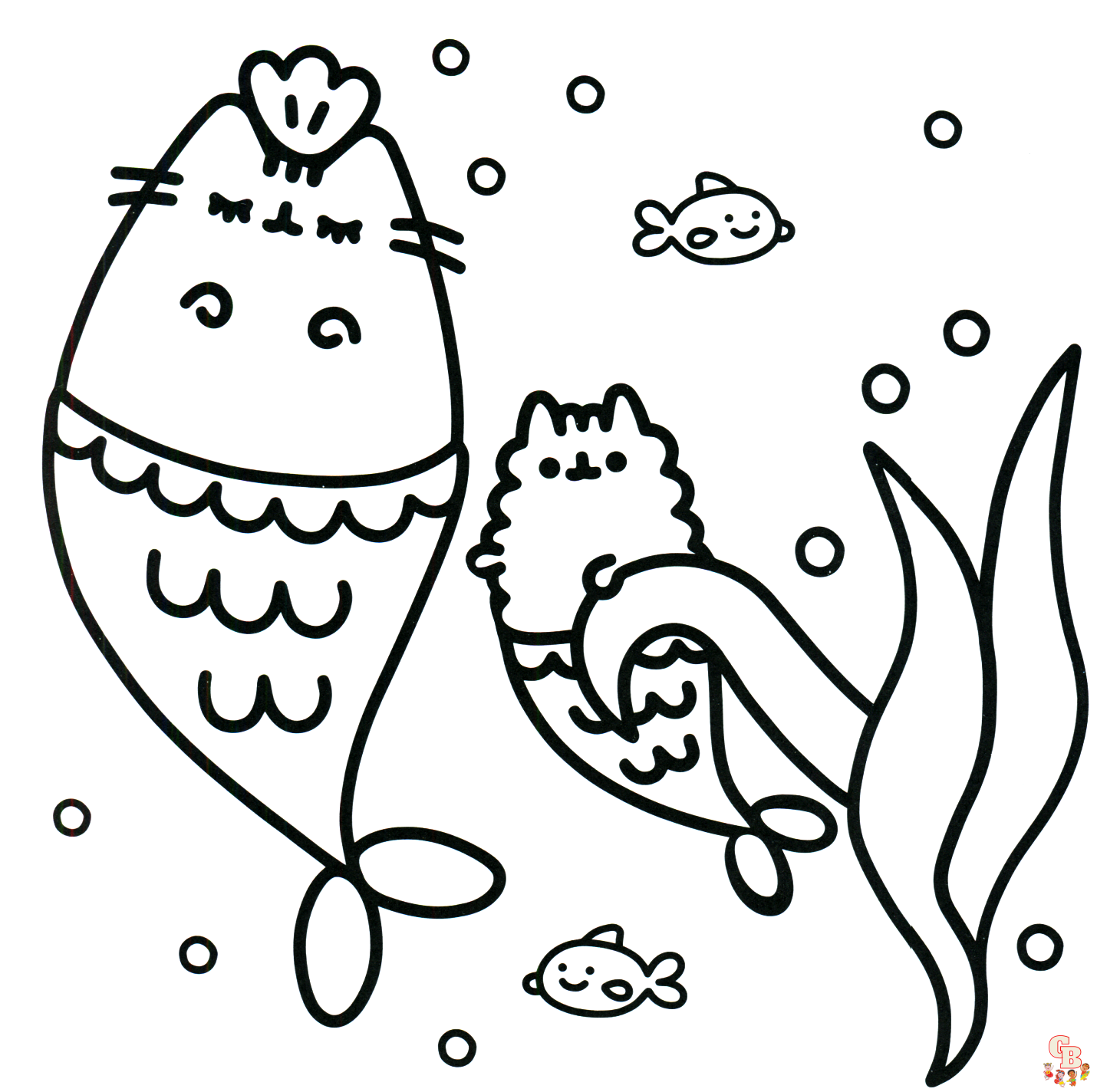 Pusheen The Mermaid Coloring Pages 2