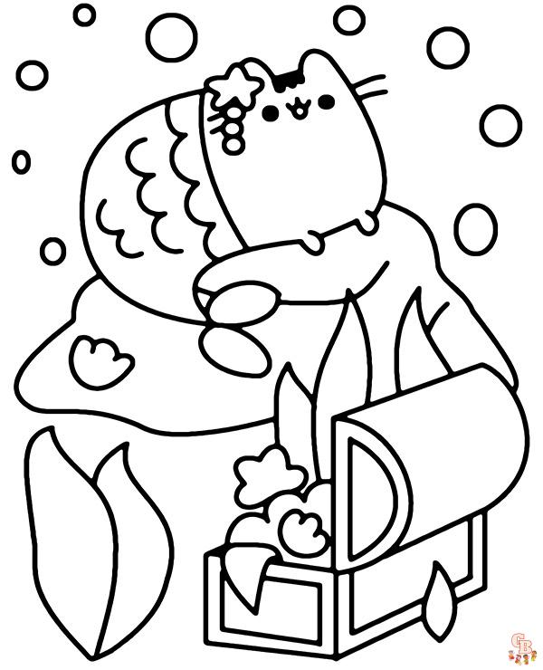 Pusheen The Mermaid Coloring Pages 4