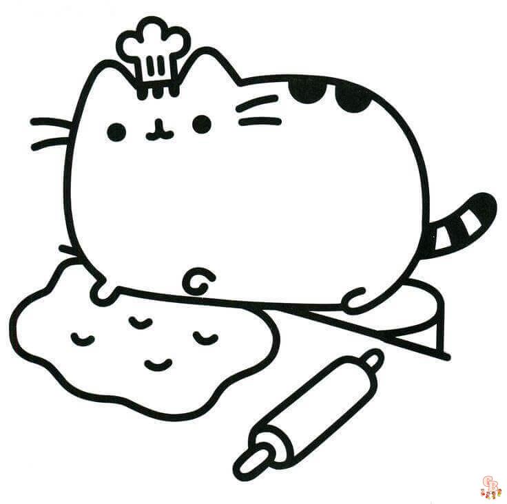 Pusheen With Foods Coloring Pages 1