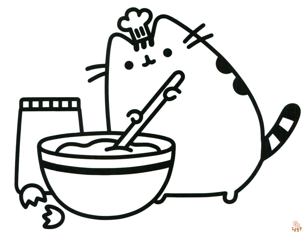 Pusheen With Foods Coloring Pages 2