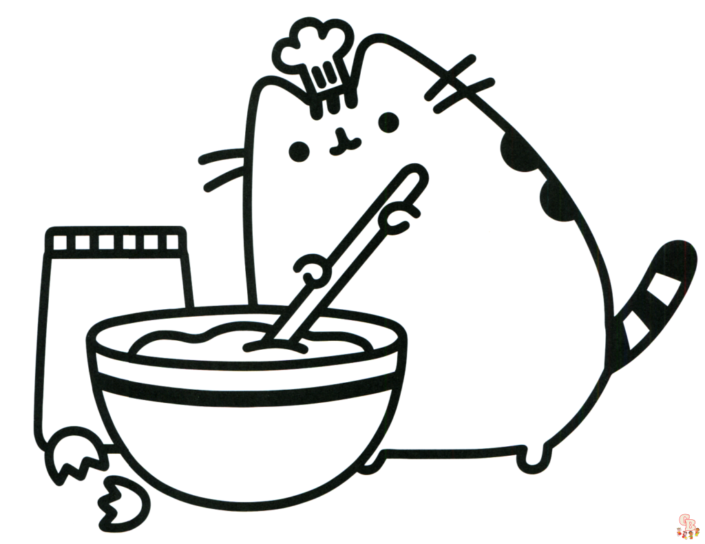 Pusheen Con Alimentos Para Colorear 2