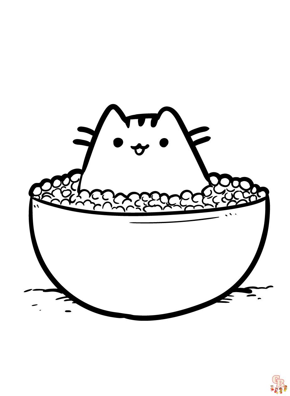 Pusheen Con Alimentos Para Colorear 3