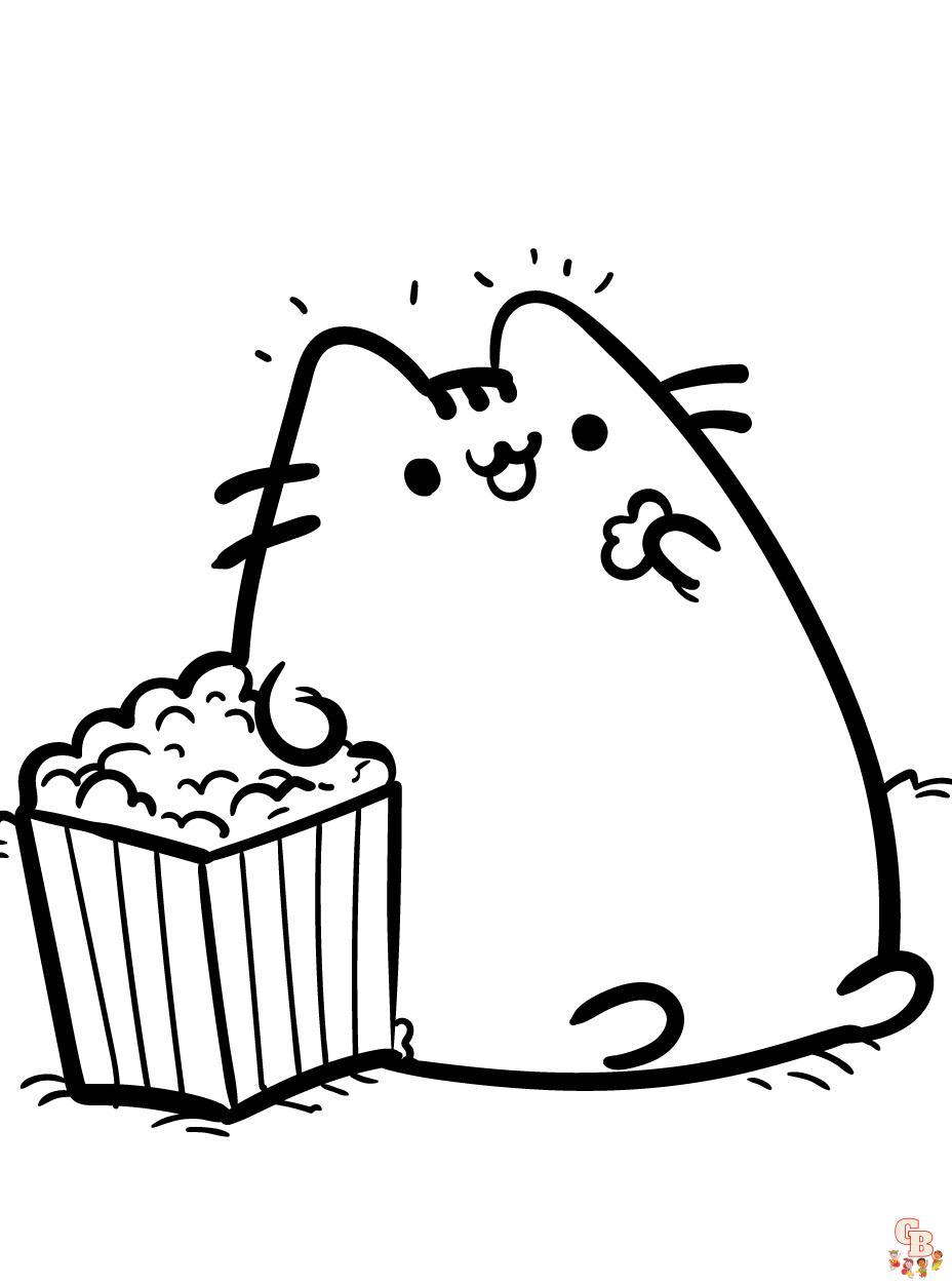 Pusheen With Foods Coloring Pages 4