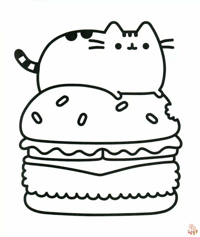 Pusheen Con Alimentos Para Colorear 8