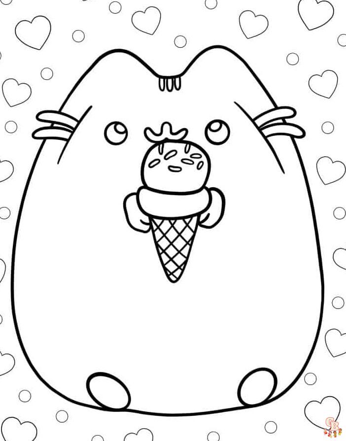 Pusheen With Ice Cream Coloring Pages 6