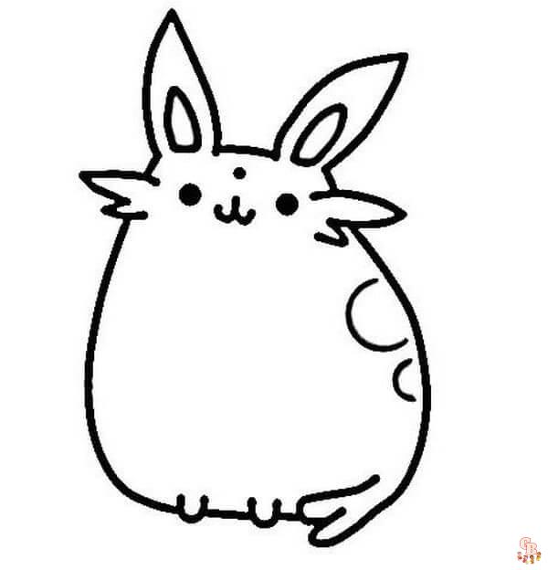 Dibujos para colorear Pusheen y Pikachu 3