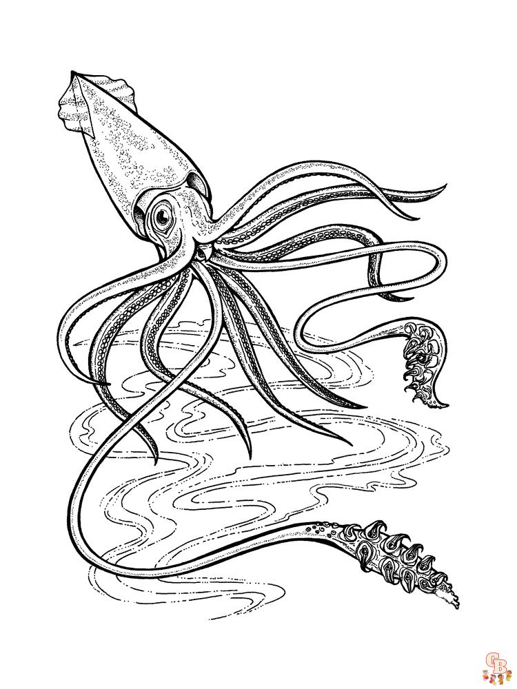 Squid Coloring Pages easy 1
