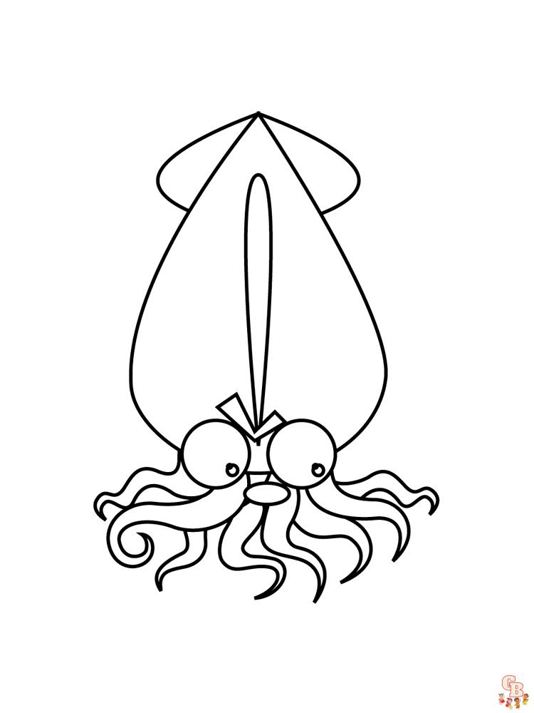 Squid Coloring Pages printable 2