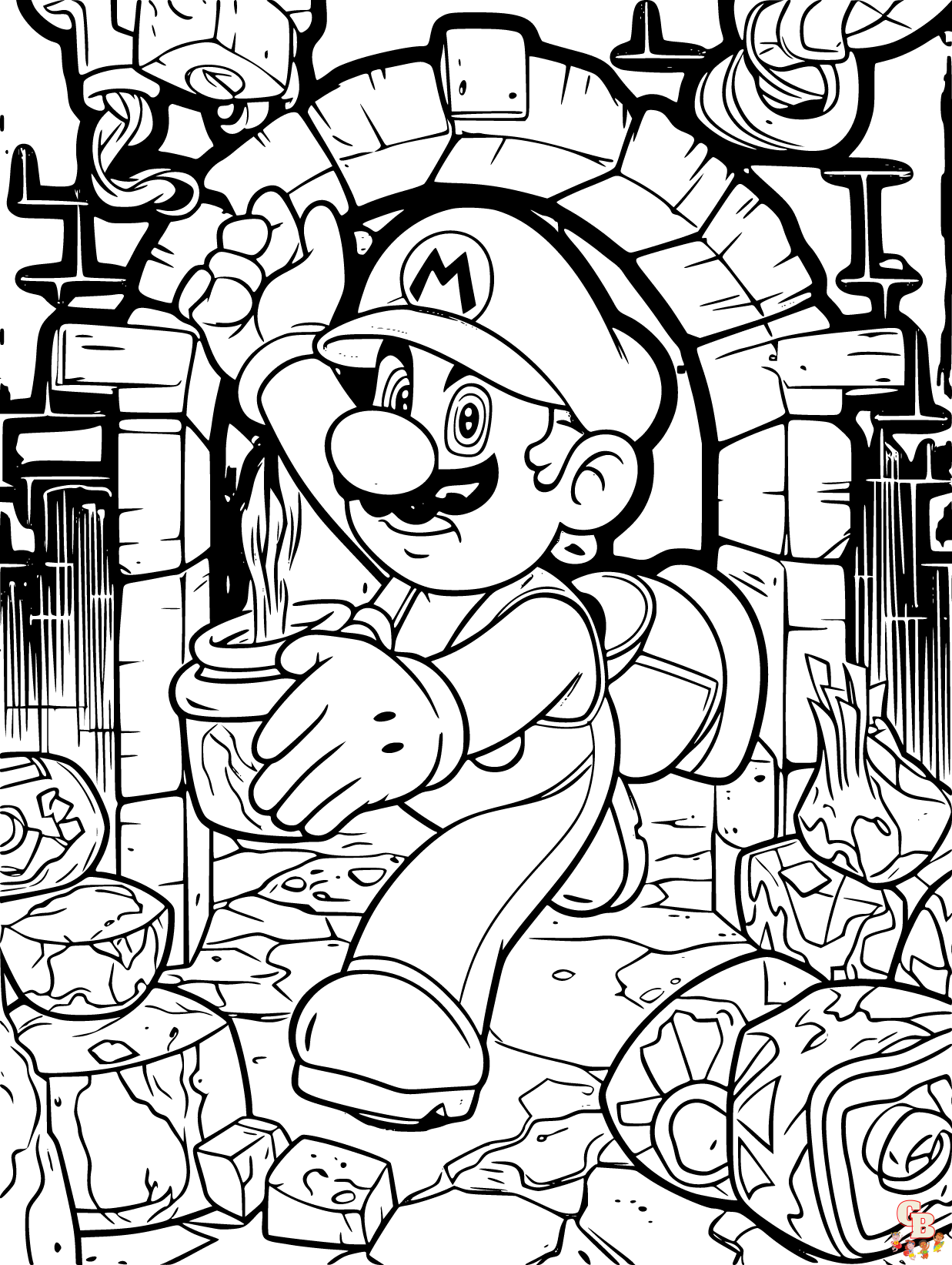 Super Mario coloring pages easy 1