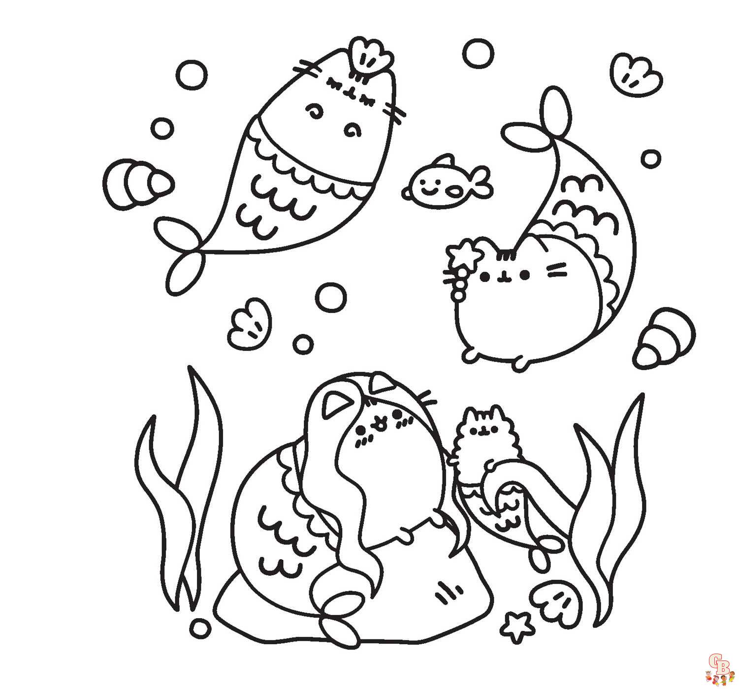 Three Lovely Pusheen Coloring Pages 1