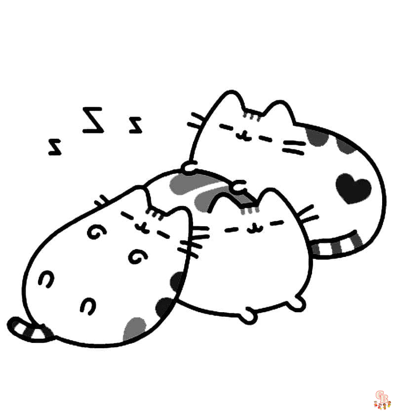Three Lovely Pusheen Coloring Pages 2
