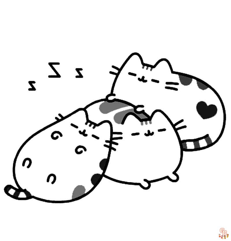 Dibujos Para Colorear De Tres Preciosos Pusheen 2