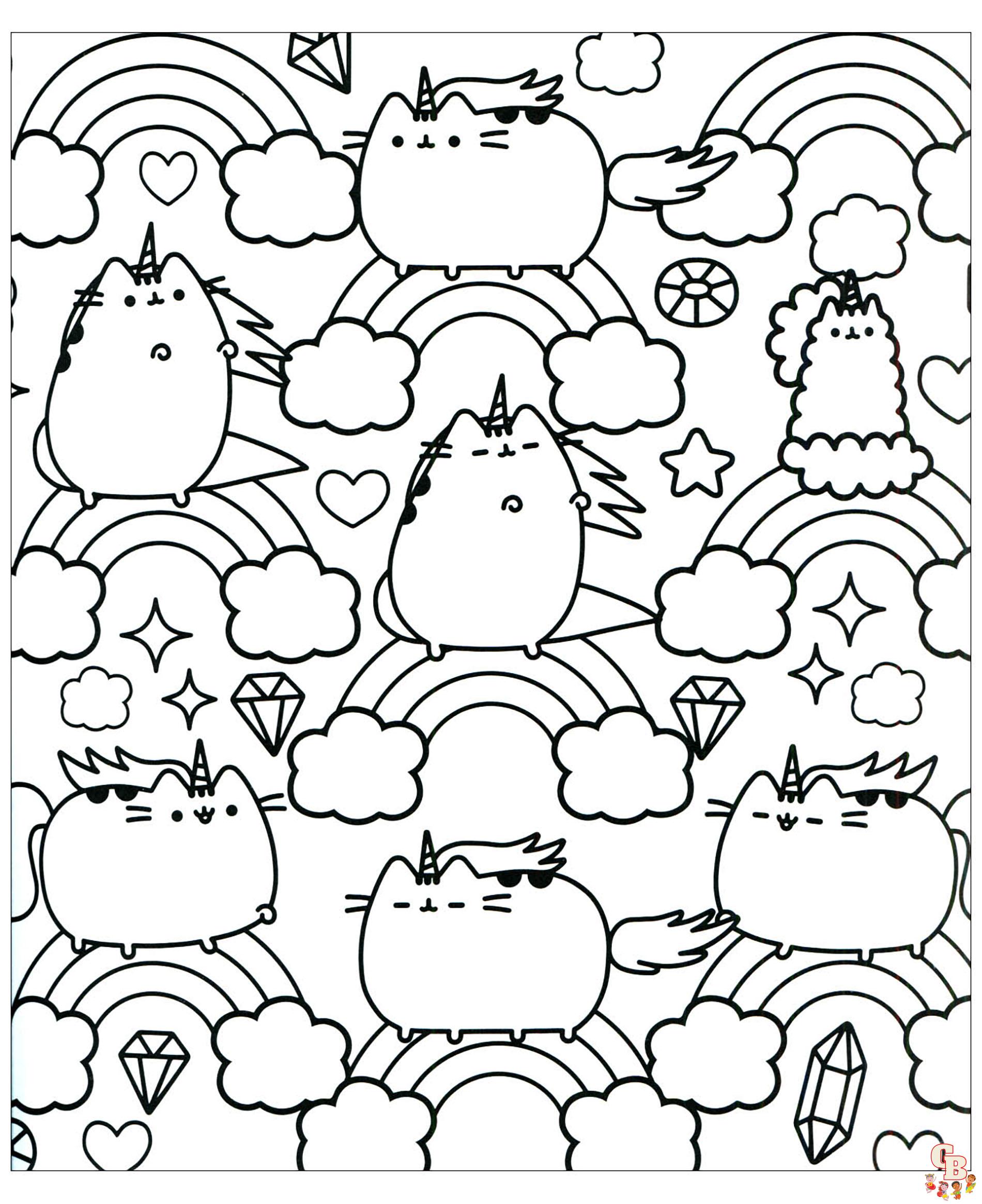 Three Lovely Pusheen Coloring Pages 4