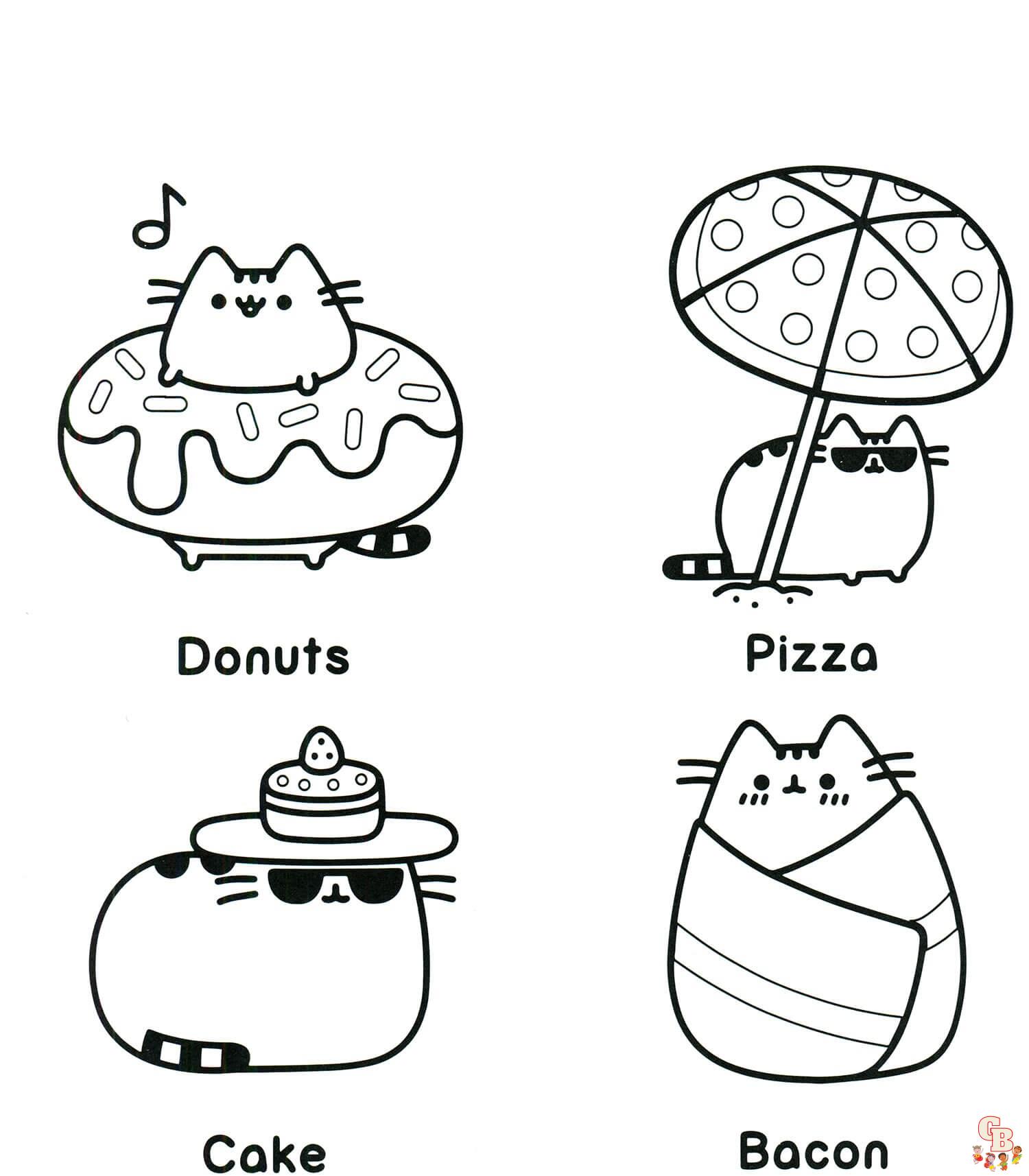Three Lovely Pusheen Coloring Pages 5
