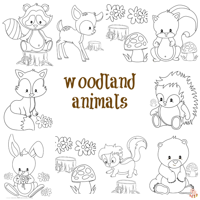 Woodland Animal Coloring Pages 2