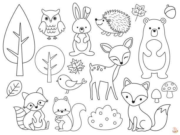 Woodland Animal Coloring Pages 7