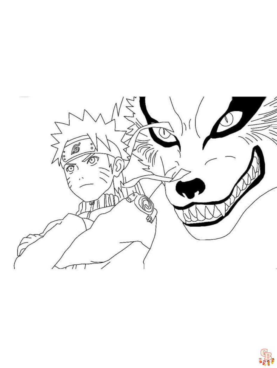nine tailed fox naruto coloring pages 1