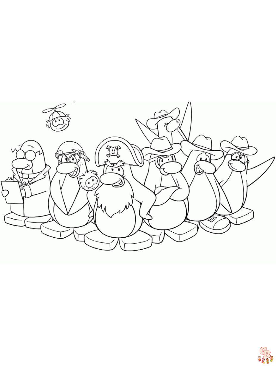 Cute Club Penguin coloring pages printable 2
