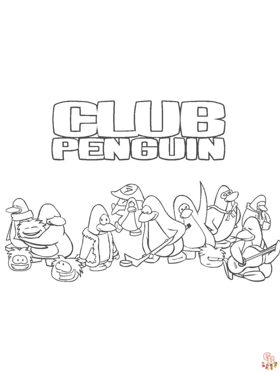 Cute Club Penguin coloring pages printable free