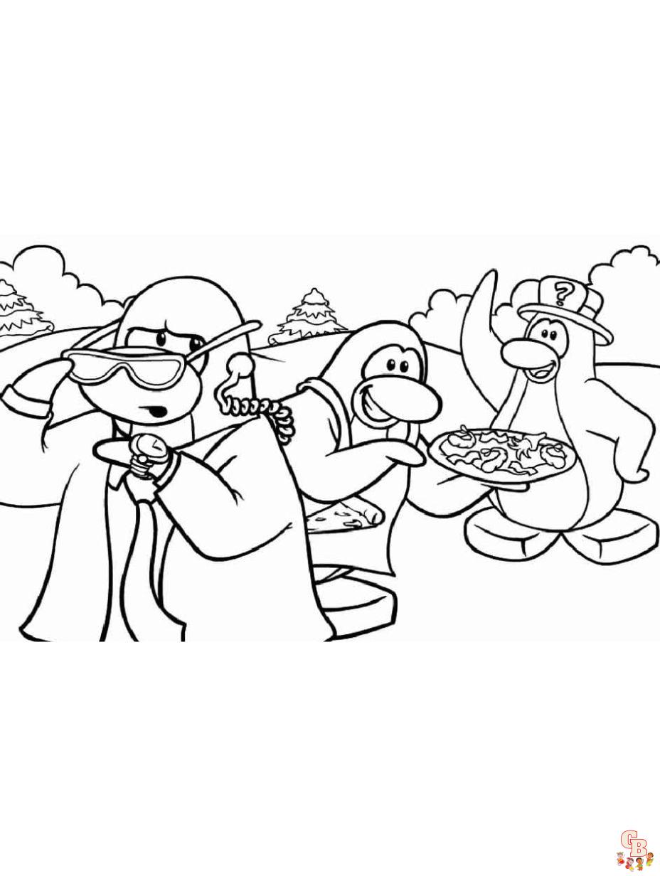 Cute Club Penguin coloring pages printable