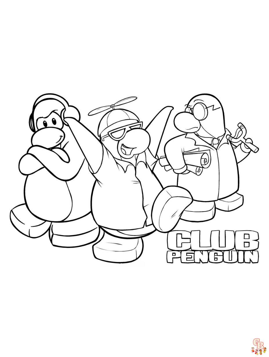 Cute Club Penguin coloring pages to print