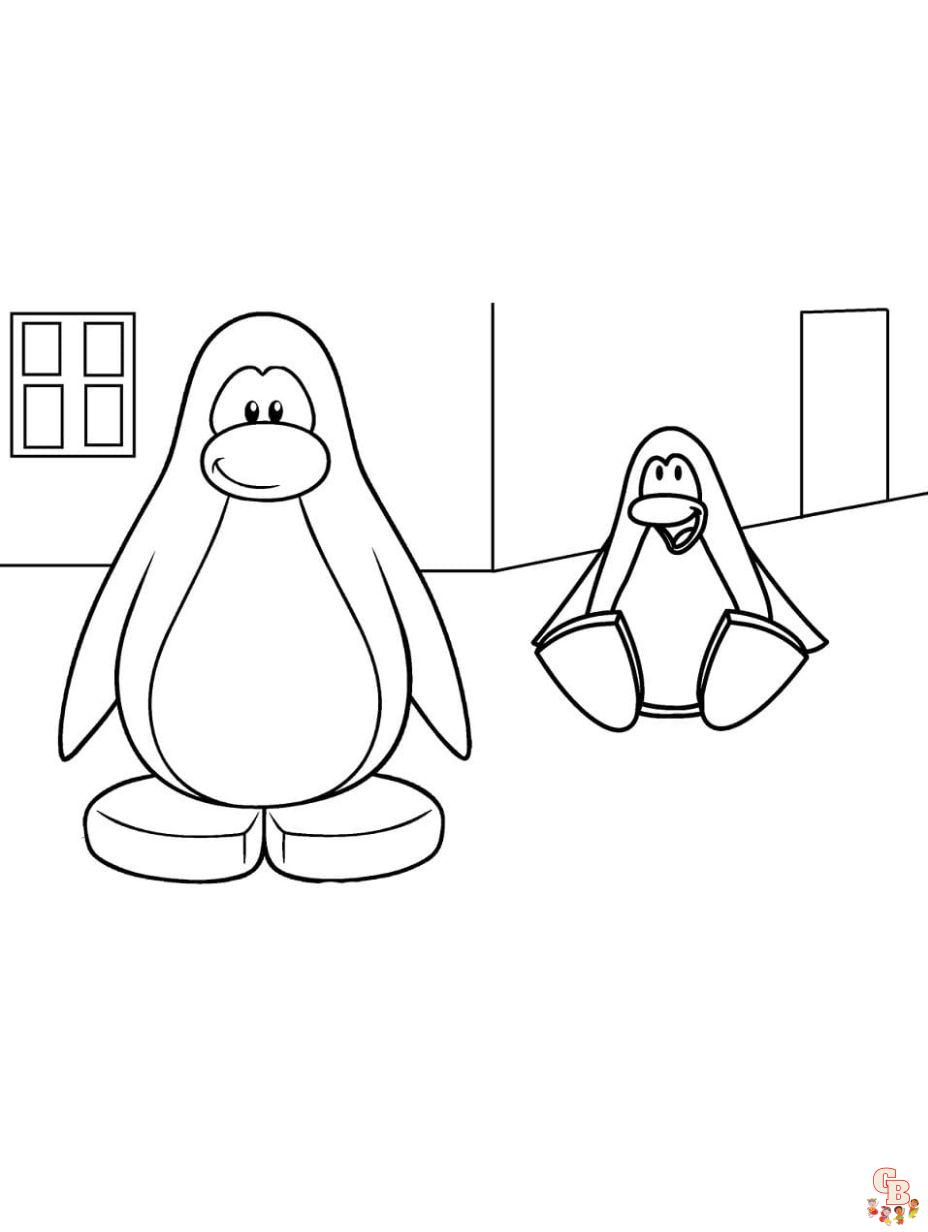 Cute Club Penguin coloring pages