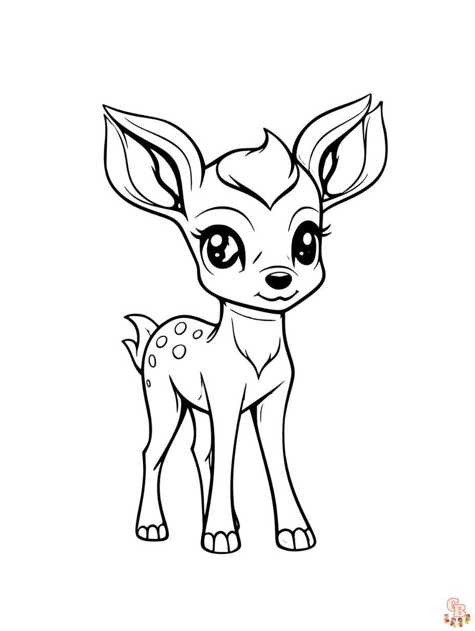 Cute Fawn coloring pages free 2