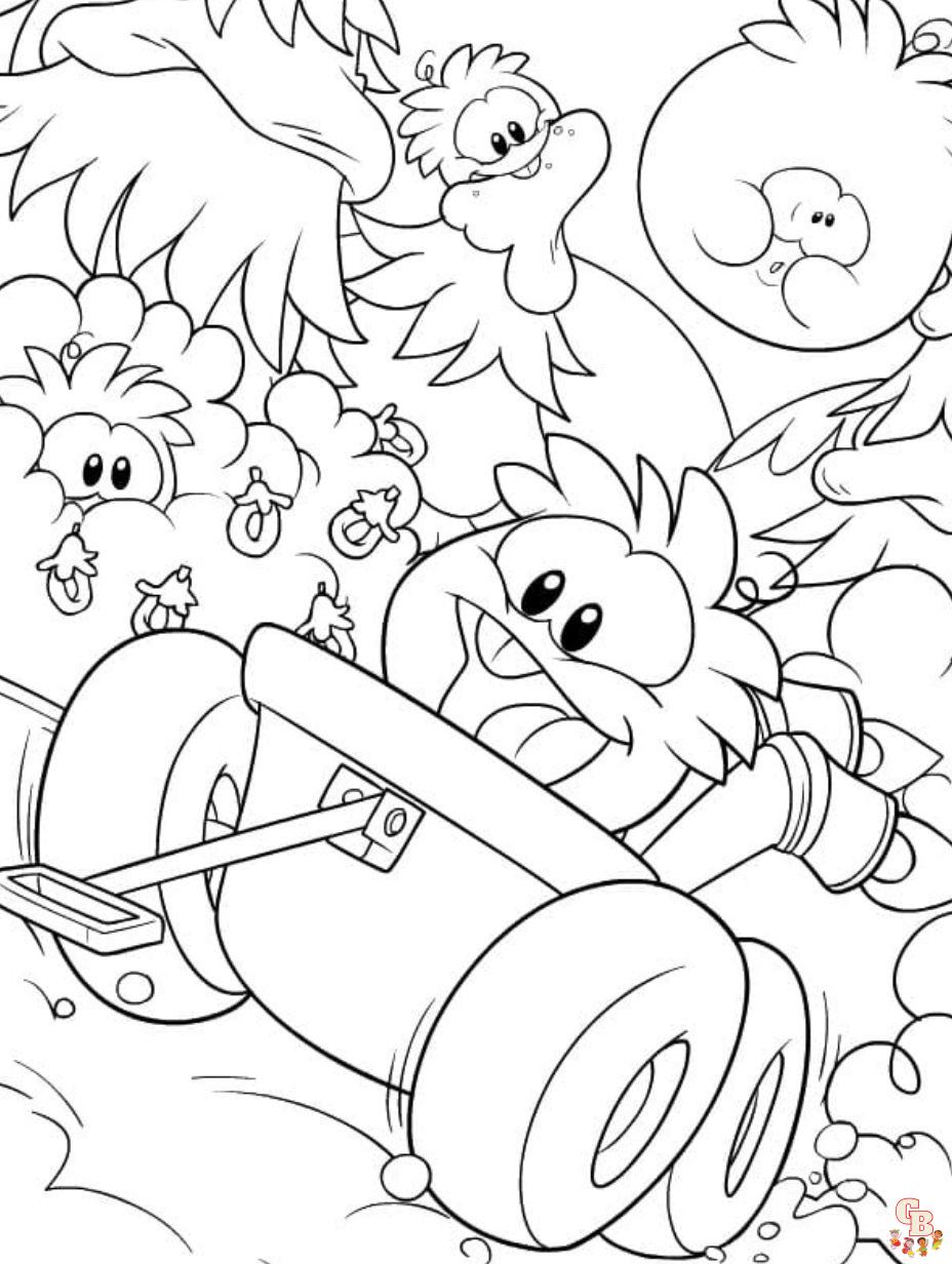 Free Cute Club Penguin coloring pages for kids