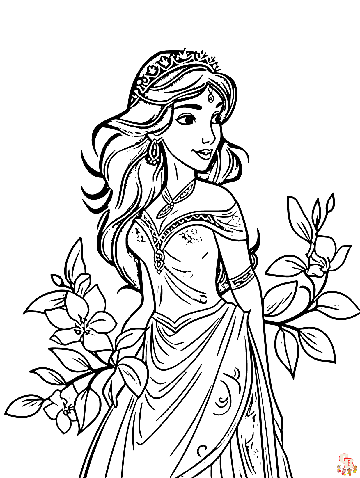 Free Jasmine coloring pages for kids