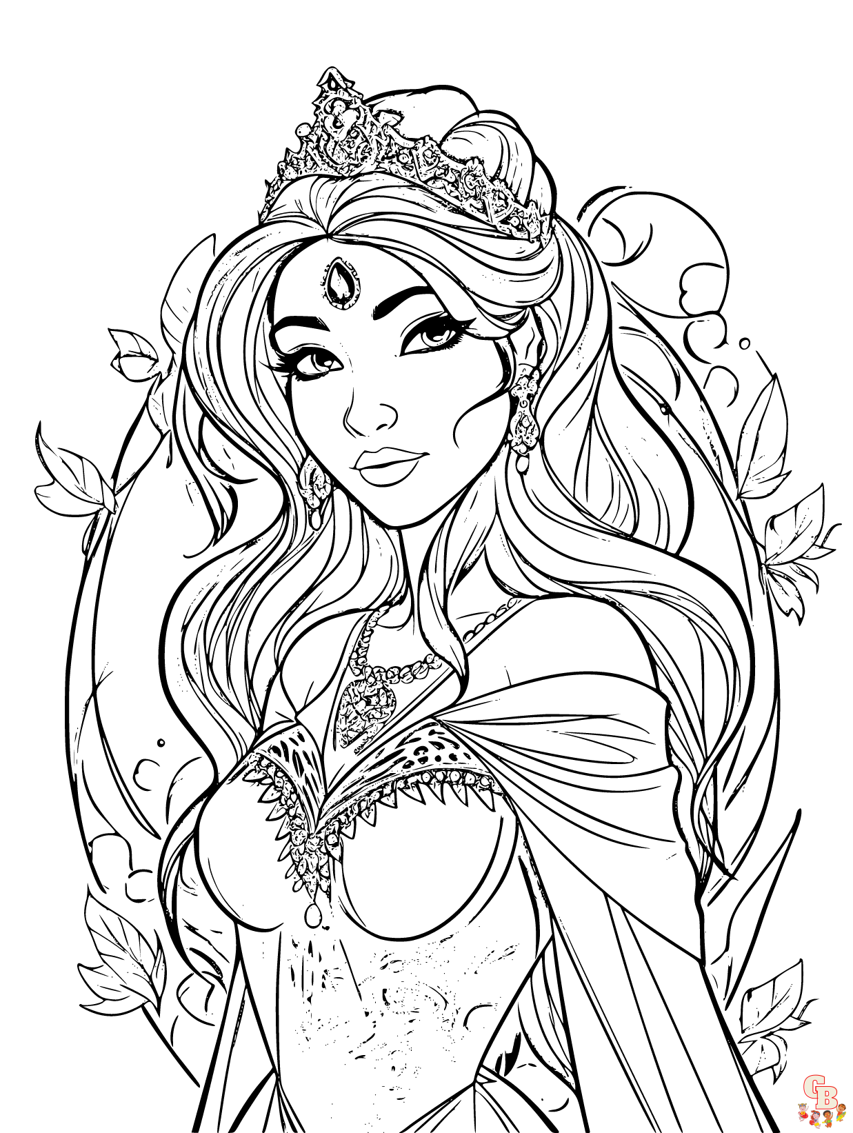 Jasmine coloring pages easy